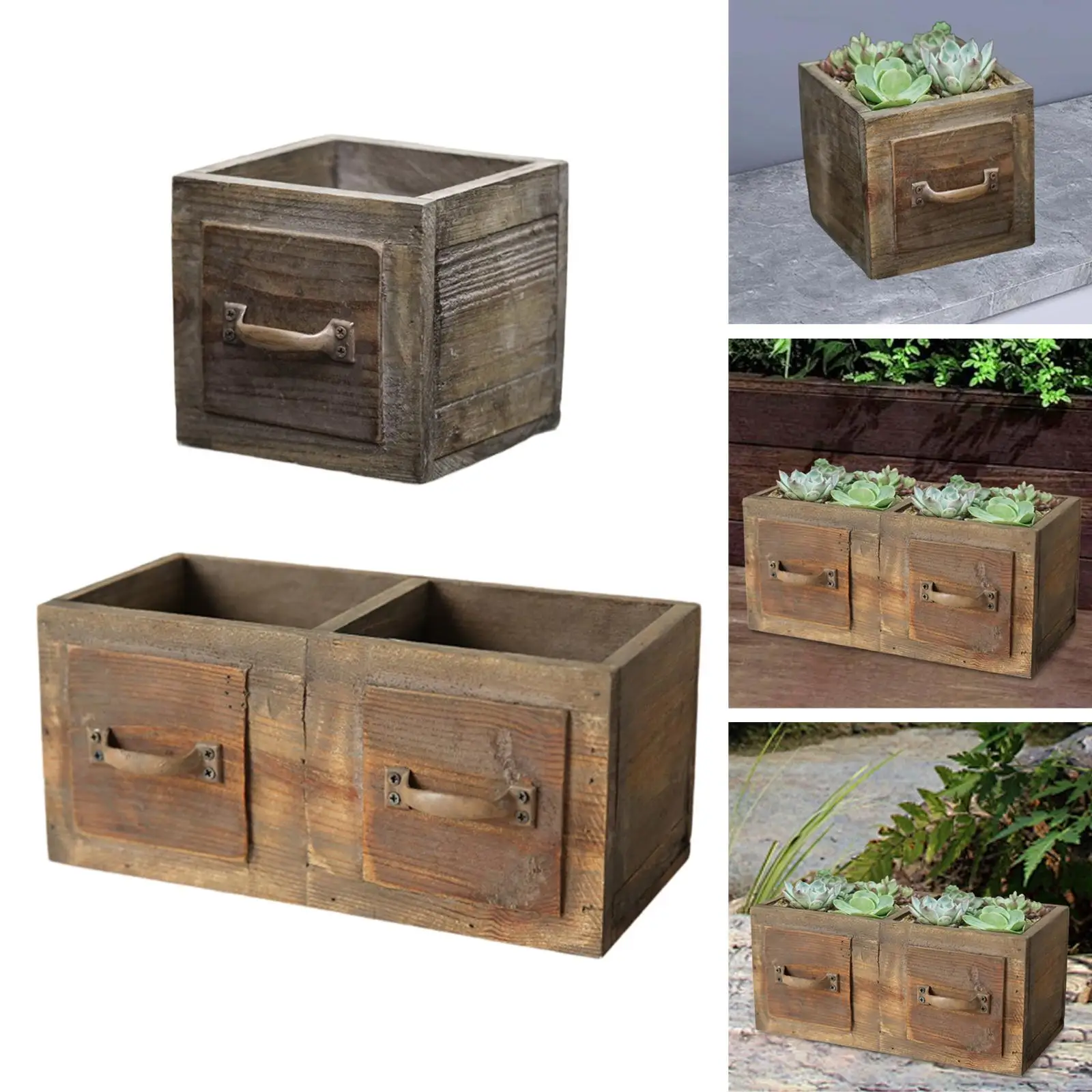 Wooden Planter Box Flower Pot Stable Multifunctional Decorative Floral Decor for