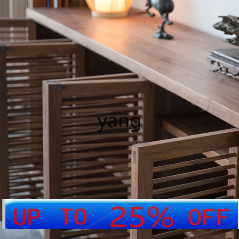 

LMM solid wood dining side cabinet shelf black walnut modern simple light luxury locker living room dining room tea cabinet