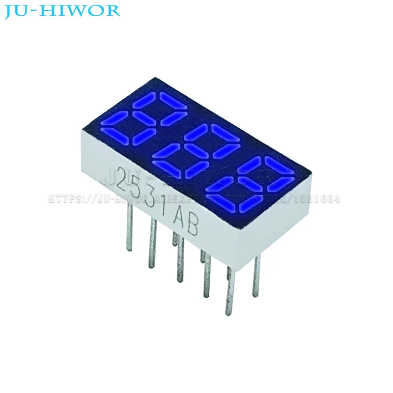 10pcs 0.25 Inch 10Pins 2531AB 2531BB 3 Digits Bits 7 Segment Blue LED Digital Display Digitron Common Anode Cathode C-C C-A