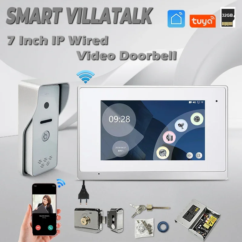 

New Cctv Home Security Wifi Tuya Smart Life Record 128G Memory Card indoor doorbell wirled video hands free one intercom