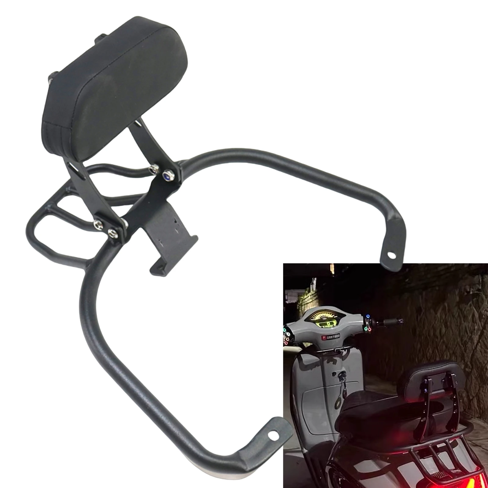 

Pop Motorcycle Rear Backrest Pad Luggage Back Rack For Vespa Primavera Sprint 50 150 Scooter