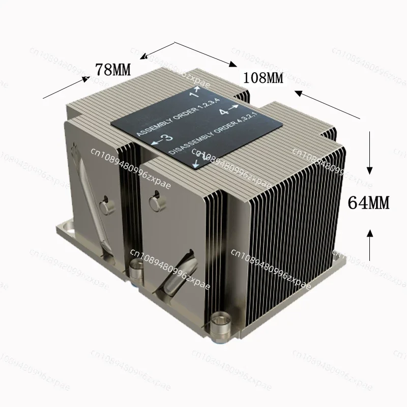 LGA3647-2U-R81 CPU Cooler for LGA 3647 Narrow Type Radiator 2U Heat Sink 4 heat pipes 205W Pure copper bottom cooling