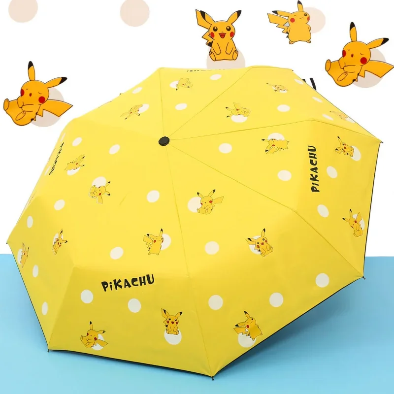 Pokemon Pikachu Automatic Umbrella Folding Sun Rain or Shine Dual-Use Umbrella Men Women Sunshade Sun Protection UV Protection