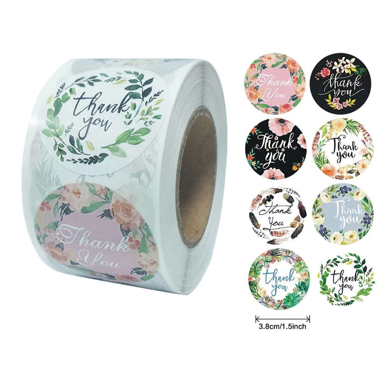 2 Roll 1.5 Inch Dank U Stickers Labels Rollen 1000 Labels Bedankt Stempel Voor Verzending Tassen