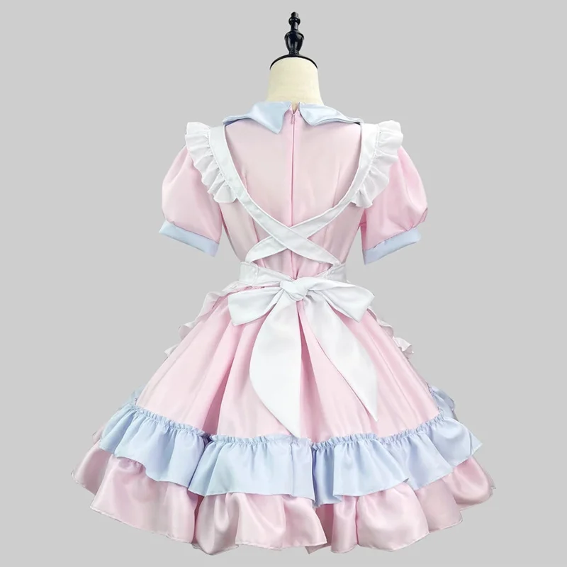 Zoete roze Lolita jurk schattig meisje meid jurk anime cosplay meid kostuum uniform kawaii Lolita kleding jurk plus size