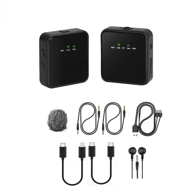 Wireless microphone one-to-two square outdoor noise reduction live broadcast, with delivery equipment collar microphone