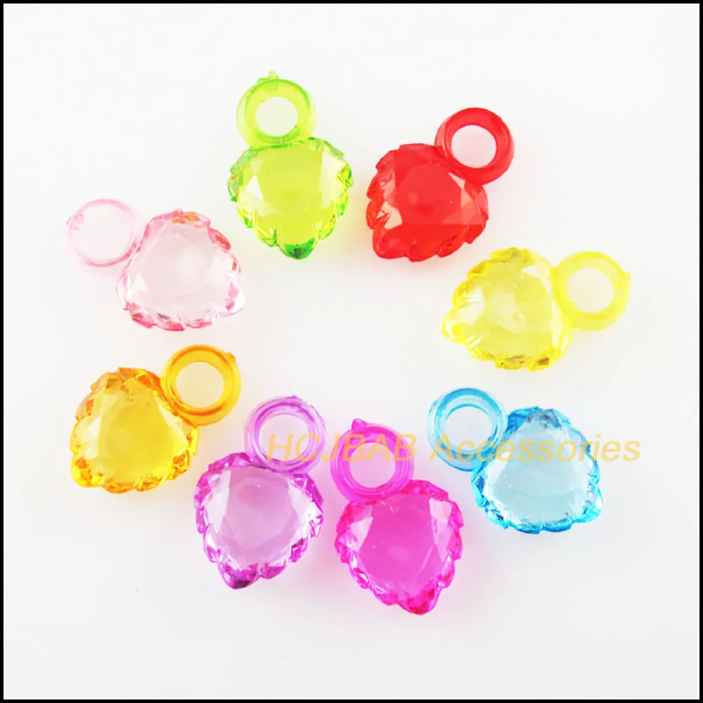 100Pcs Clear Mixed Plastic Acrylic Tiny Heart Charms Pendants 10x16mm