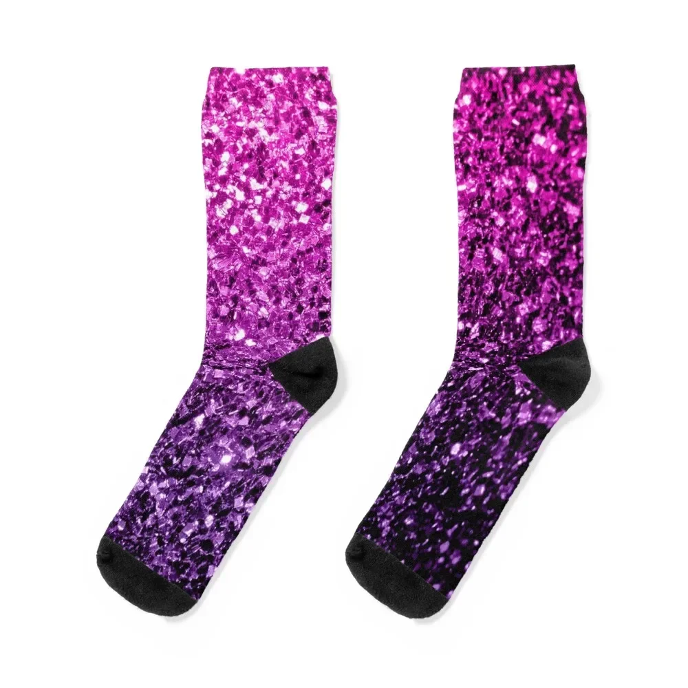 Purple Pink Ombre faux glitter sparkles (Photo of Glitter - Not Reflective) Socks gift Run Boy Child Socks Women's