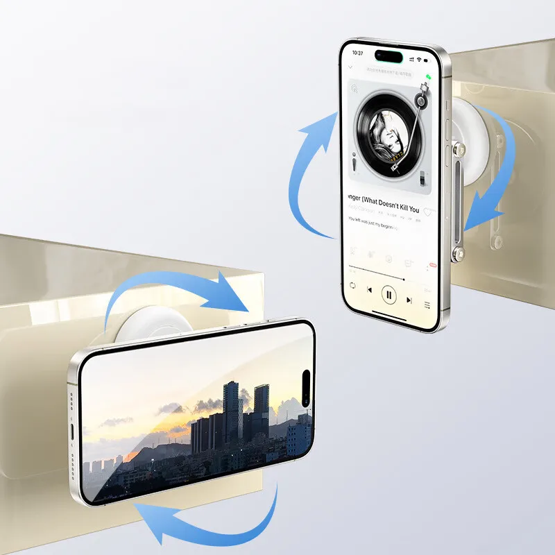 Dudukan Ponsel Magnetik - Dapat Dilipat, Dapat Disesuaikan untuk Menonton Film, Streaming Langsung, Dudukan Mobil Cermin Kamar Mandi & Dapur