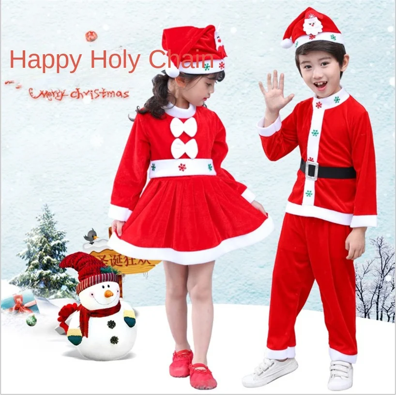 Costumes de cosplay de père Noël pour enfants, Père Noël rouge imbibé, Costumes d'elfe de Noël, Garçons, Bol, Nouvel An