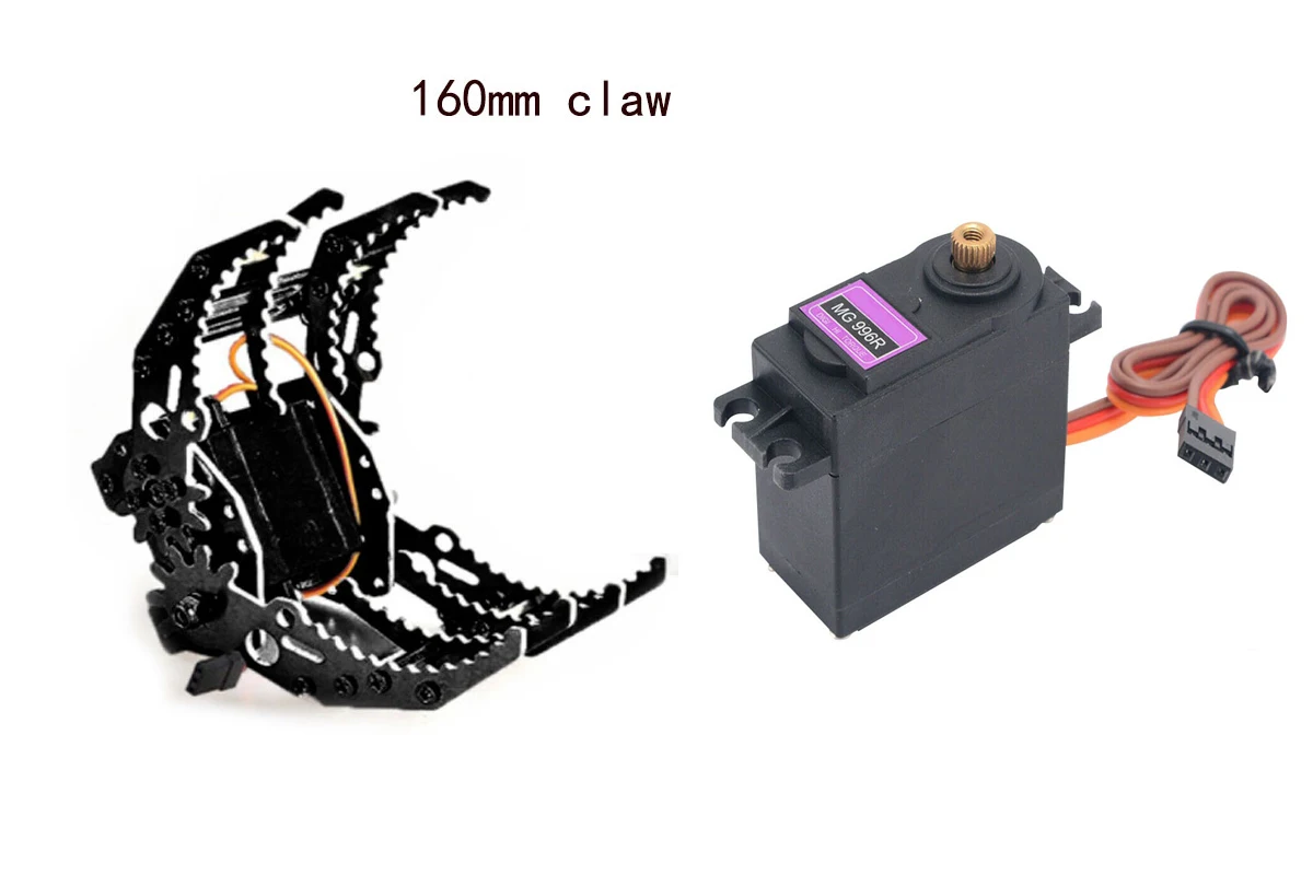 160 mm/170 mm 1 Dof Metall-Roboterarmgreifer, mechanische Klauenklemme, Servo MG996, Schwarz/Silber, Roboterklaue für Arduino-Roboter-DIY-Kit – Detail 3
