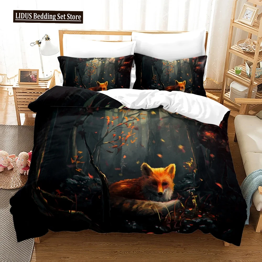 

Fox Pattern Duvet Cover Set Queen Bedding Sets For Boy Girl Animal Theme Fox Gifts Polyester Comforter Cover King Twin Full Size