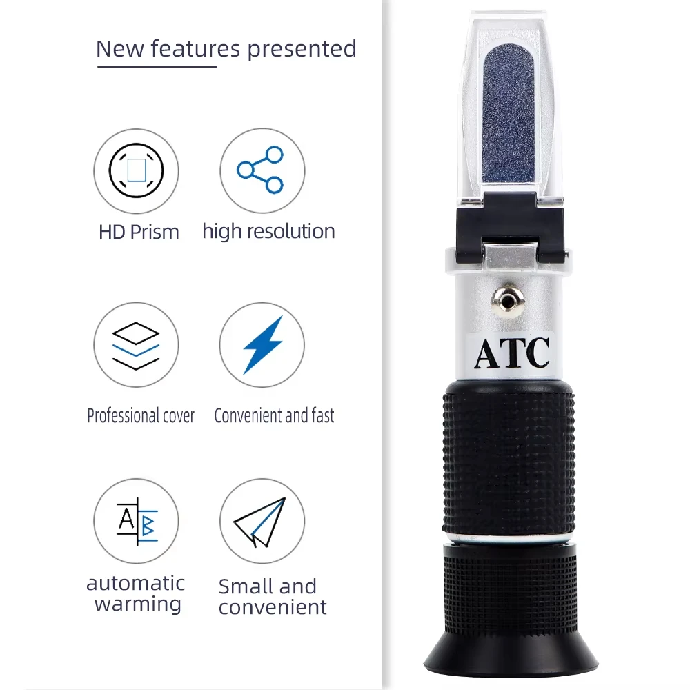 Handheld ATC Brix Refractometer 0-50% Sugar Concentration Meter Portable Measuring Tool for Honey Beekeeping Fruit Juice