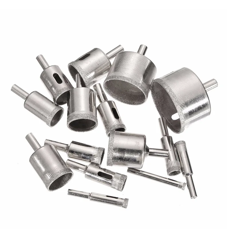 15pcs 6-50m Set Tile drill bit Set Diamond Coated Tile Marble Glass Ceramic Hole Saw Drilling Bits Power Tools Accessories