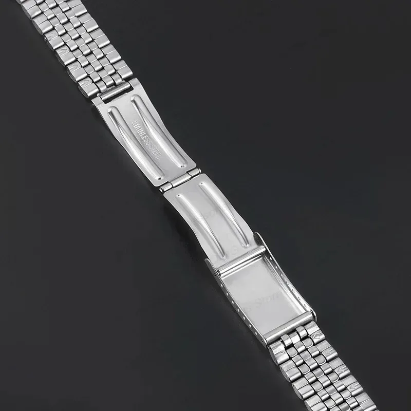 Universal Watch Strap 12mm 14mm 16mm 18mm 20mm 22mm Stainless Steel Watch Band Men Women Bracelet Folding Buckle Loop Wristbelts