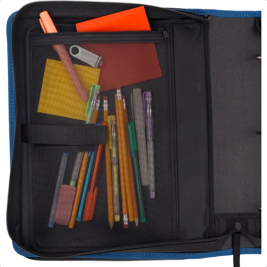 지퍼 바인더 2인치 3링 바인더 라운드 링 5탭 확장 파일 380매 용량 코발트 블루 72534