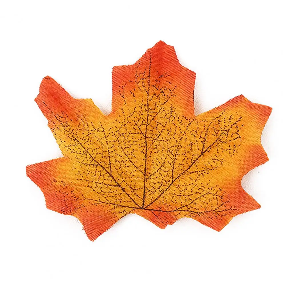 Realistic Maple Leaves 50pcs Realistic Cloth Artificial Maple Leaf Autumn Leaves for Indoor Outdoor Halloween Fall Harvest