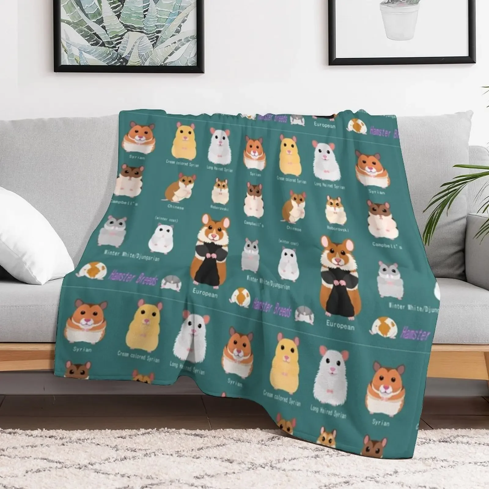 Hamster Breeds syrian hamster Throw Blanket Beautifuls Thin Cute Blankets