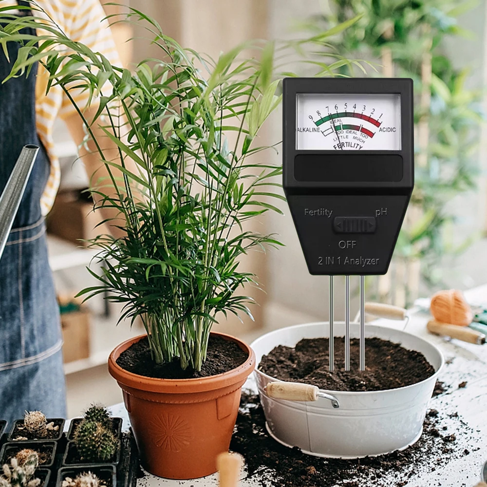 Solo PH testador fértil com 3 sondas, analisador de solo, dispositivo de medida, acidez, planta, jardim, novo, 2 em 1