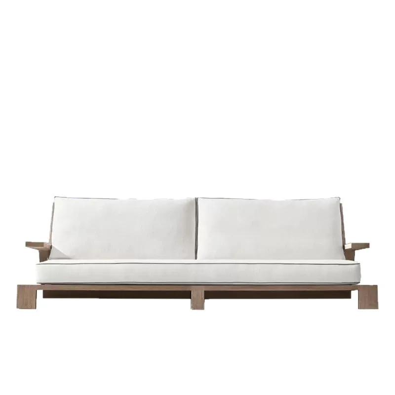 Outdoor pastoral teak sofa indoor balcony villa garden new Chinese courtyard leisure open-air furniture combination