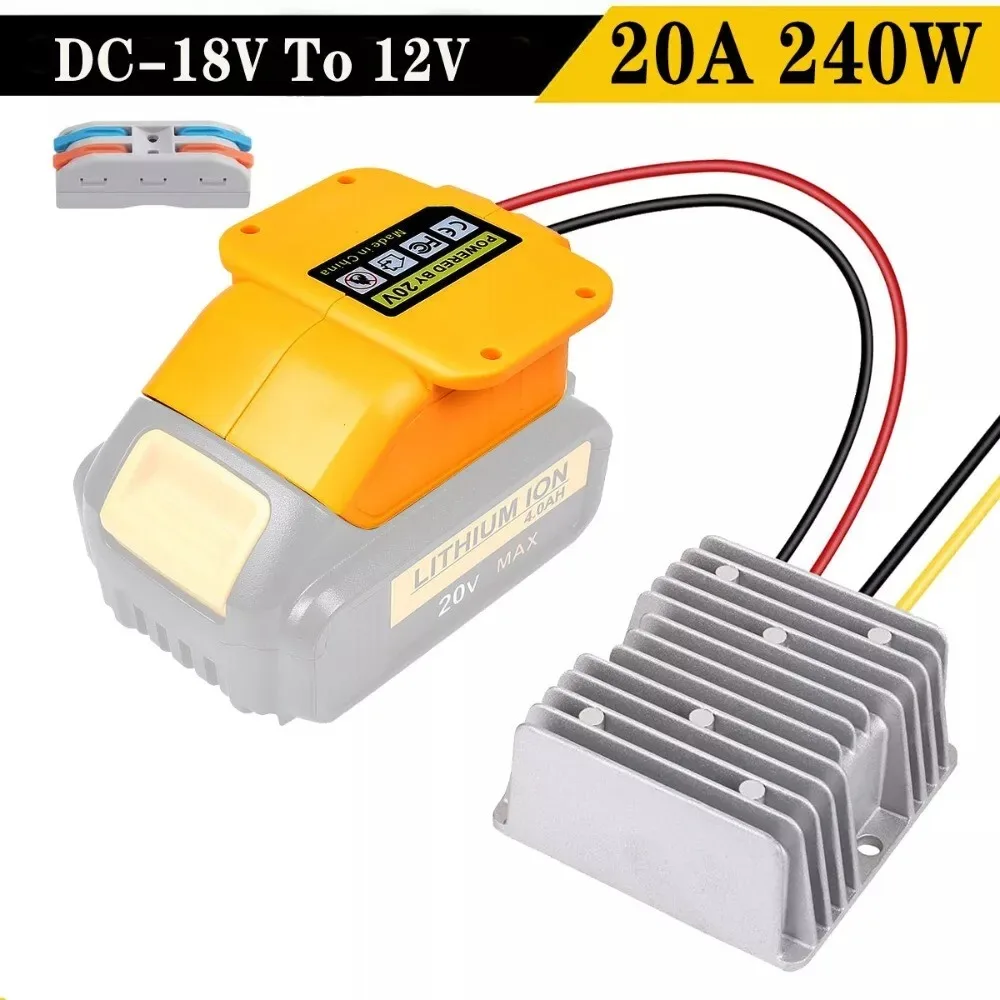 

Converter Adapter For Dewalt DC 18V to DC 12V 20A 240W Step Down DIY Adapter Automatic Buck Boost Voltage Regulator For RC Car