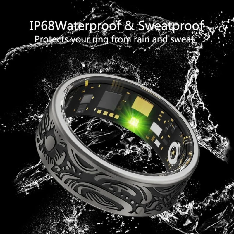 Fashion Smart Rings Fitness Tracker with Sleep Monitoring Pedometer and Over 20 Exercise Modes IP68 Waterproof USB Rechargeable