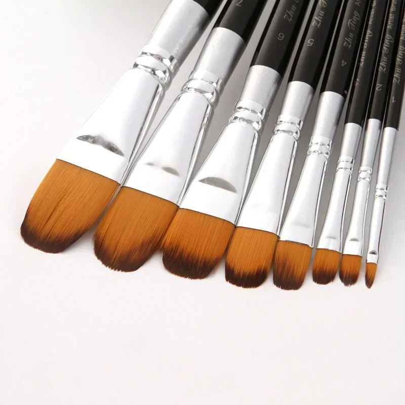 8 Pcs Professional Paint Brushes Different Shape Nylon Hair Artist Painting Brush For Acrylic Oil Watercolor Art Supplies