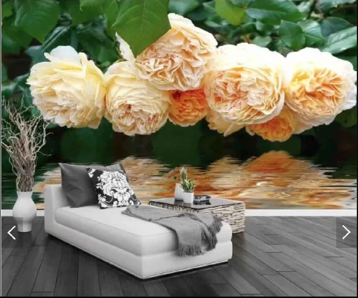 Custom size wallpaper Reflection flowers TV background wall living room bedroom sofa background wall home decoration wallpaper