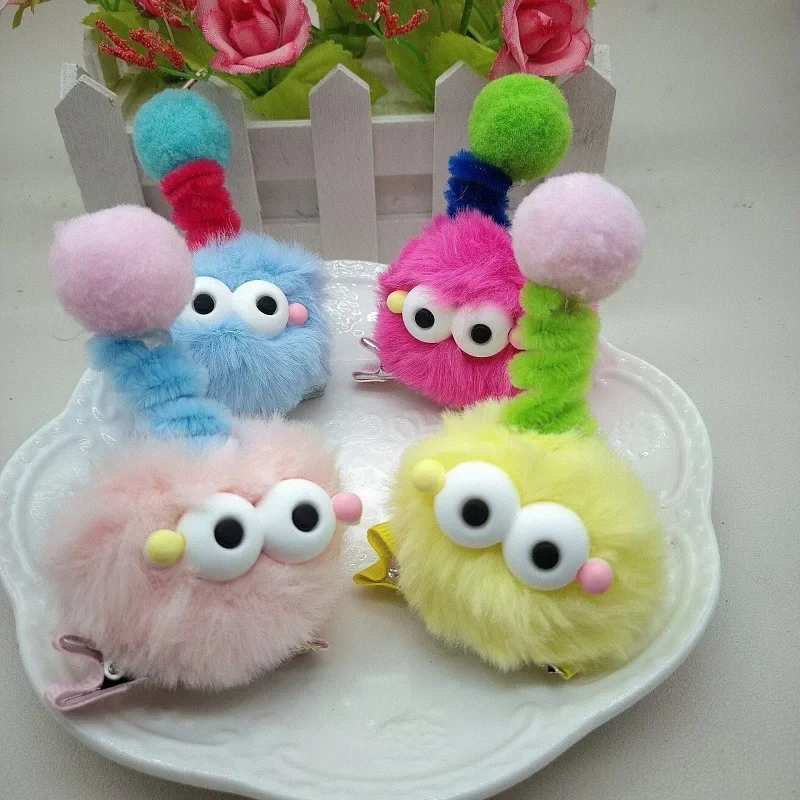 

New Cartoon Antenna Monster Hair Clips for Women Cute Plush Hairpin Children Fun Side Bangs Clip Girls Hair Accessories