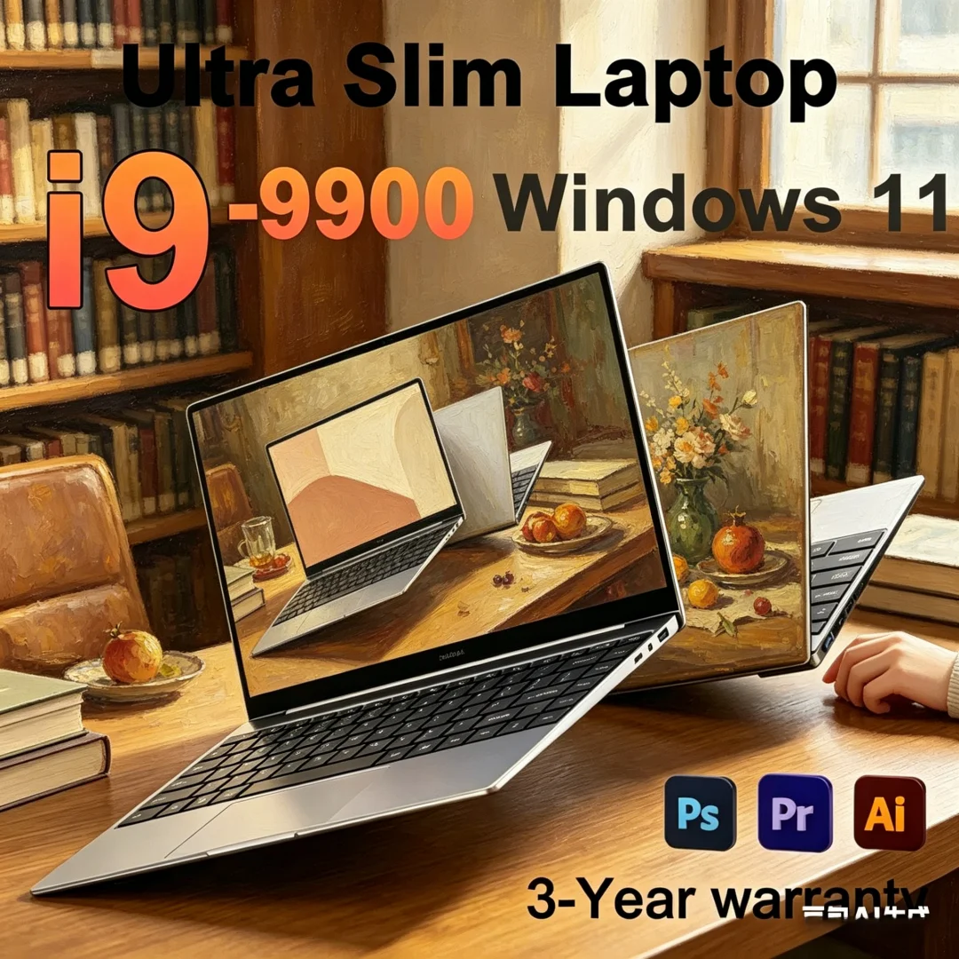 Exquisite Sturdy 14.1" Laptop Intel Core I9-9900 32GB 2TB Gaming PC Fashion Office Study Computer PC Windows 11 Pro 1920*1080 HD