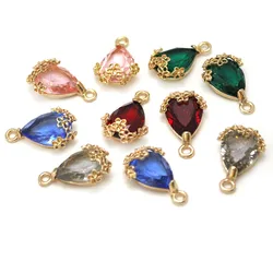 10Pcs 13x20mm Gold Color Crystal Metal Rhinestone Charms For Jewelry Making DIY Earrings Necklace Pendants Accessories Findings