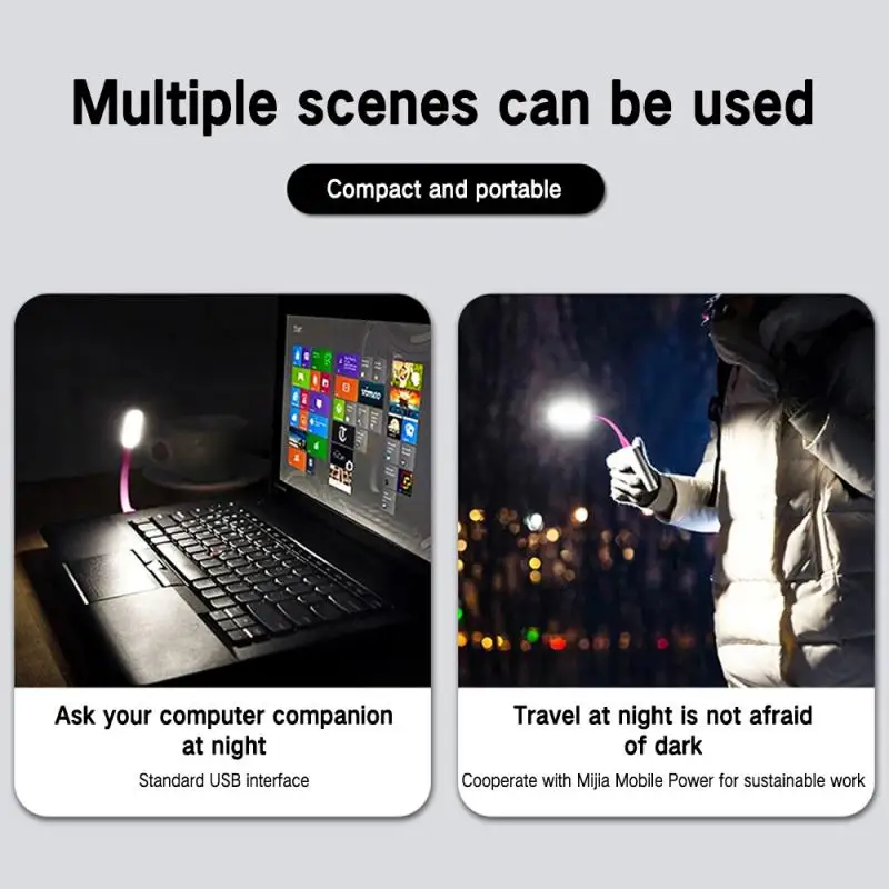1-10PCS Mini USB LED Light Portable Small Reading Lamp Protect Eyesight Foldable For Power Bank Laptop Night Lights Table Lamps
