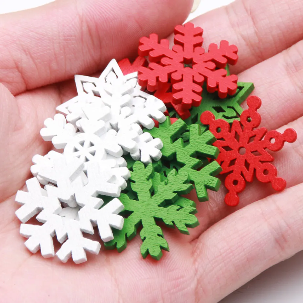 50Pcs Mixed Christmas Decor Wooden Buttons Sewing Button for Kid's Clothing Scrapbooking DIY Craft New Year Decor Home Decor