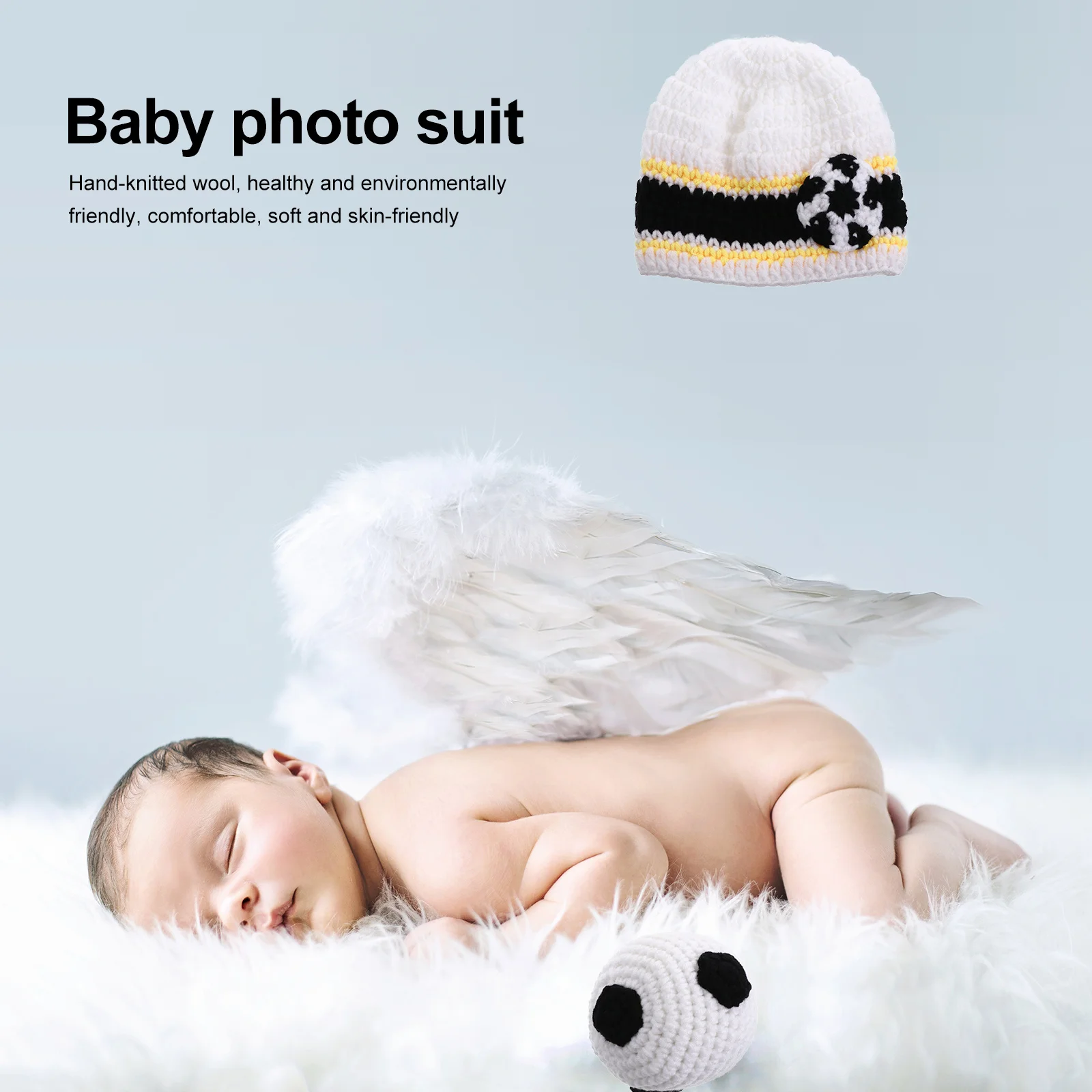 

Baby Costume Set Knitted Shorts Hat Football Photography Outfit Lovely Baby Clothes Newborn Photo Props Newborn Costume