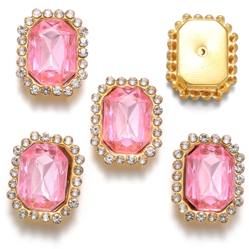 10pcs Multi-Color Resin Diamond Square Stud Earrings