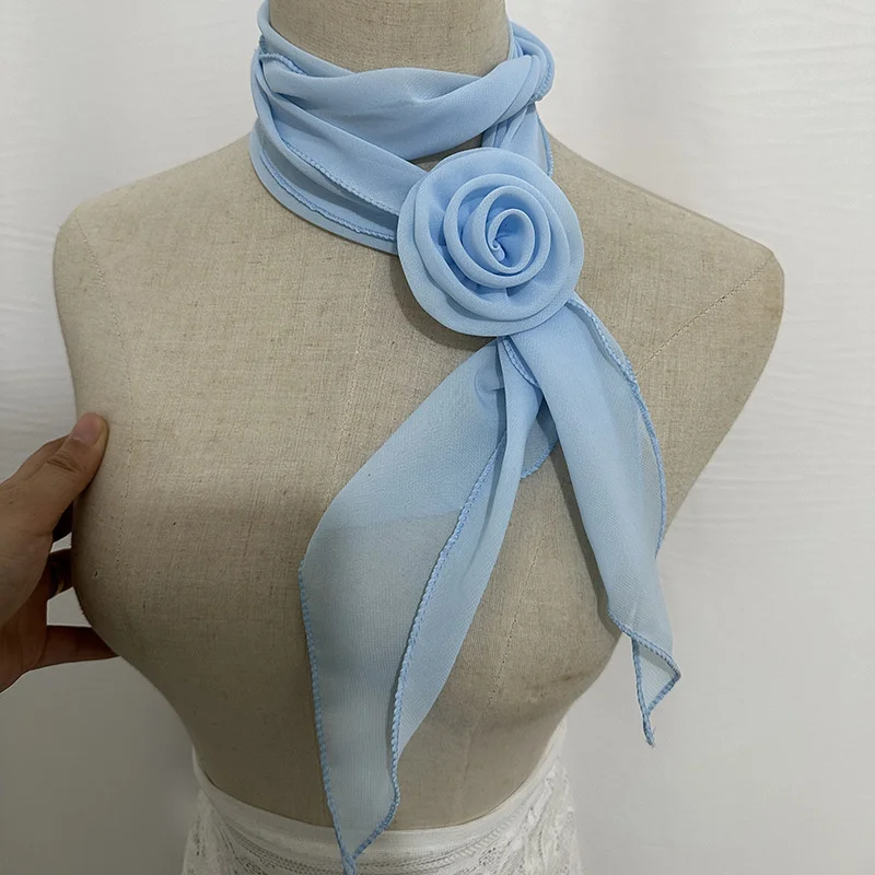 26Colors Decorative Headscarf Solid Rose Knotted Scarf Shawl Shawl Flower Sunscreen Headscarf Ladies Office Scarf