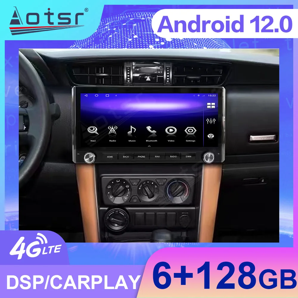 Android 12 auto carplay Car Radio Black For Toyota  Fortuner 2015-2021 Video Stereo Auto GPS  Navigation Vehicle  Stereo Radio