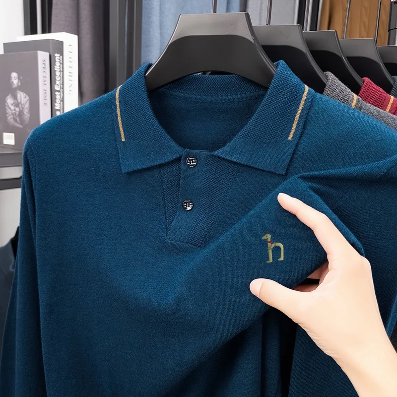 حار بيع عالية الجودة الرجال محبوك البلوزات الوافدين الجدد لينة مطاطا الكلب طباعة التلبيب البلوز الشتاء الأعمال الرجالية #2