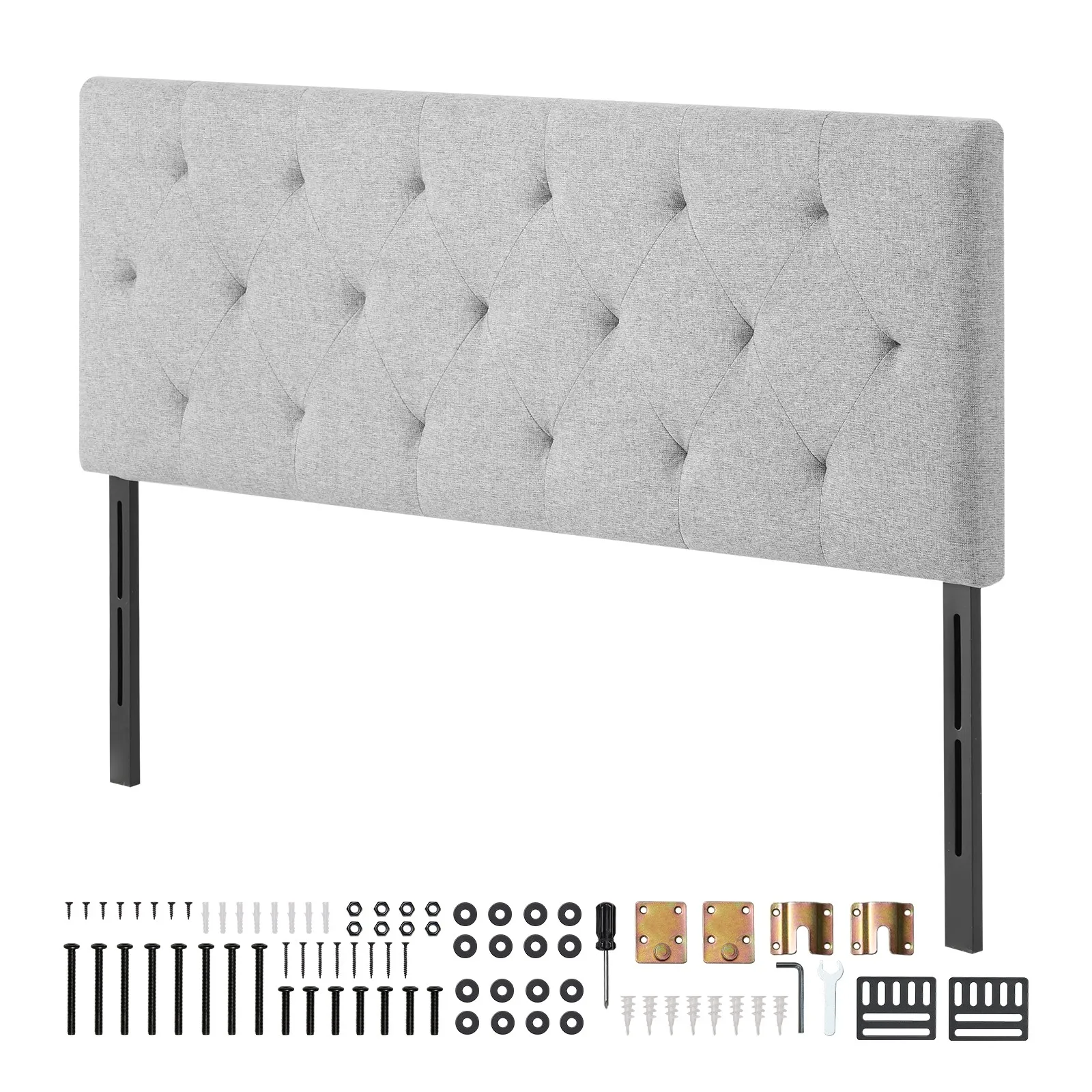 

Headboard for Full Size Bed with Adjustable Height Sponge & Fabric Grey