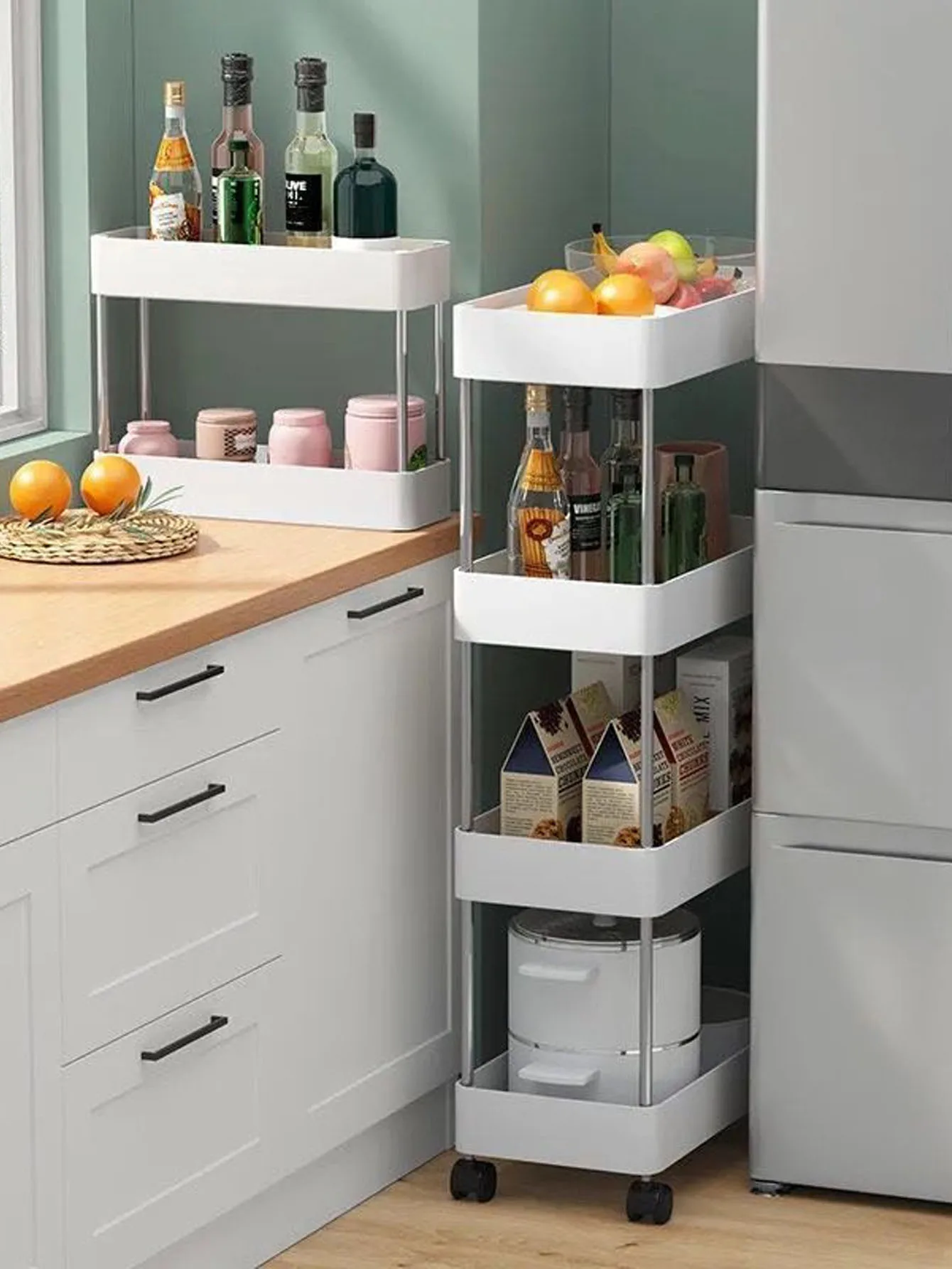3/4 Layer Rolling Utility Cart, Bathroom Storage Rack With Wheels,Bathroom Storage Organizer, Multi-purpose Utility Cart image 4