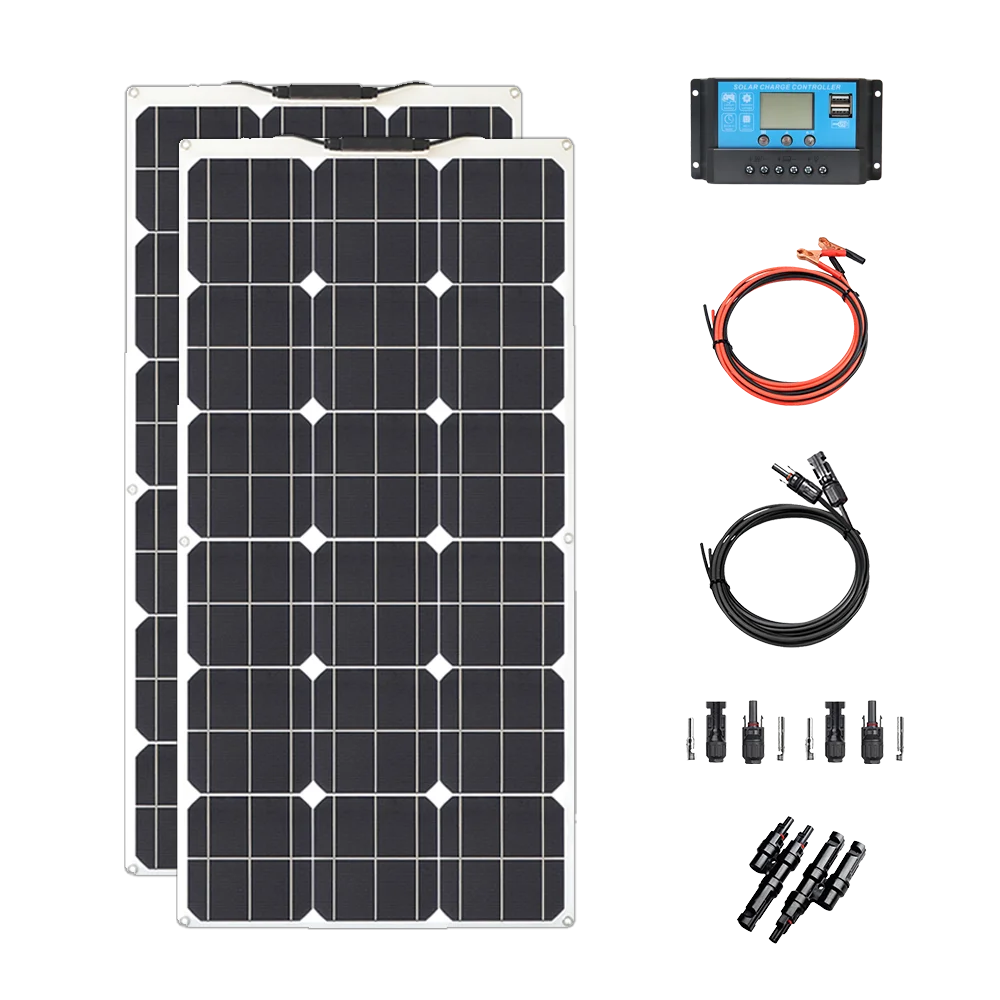 

12v solar panel complete kit / Solar Panels 200W photovoltaic cells Solar plate 12 volt Caravan House balcony power plant