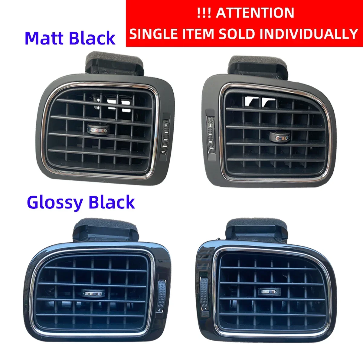 x1 Dash AC Glossy/Matt Black Air Outlet Chrome Vent Grill For VW Polo 5 6R GTI Mk5 Hatchback GTS 2014-2018 6R0819703 6R0819704