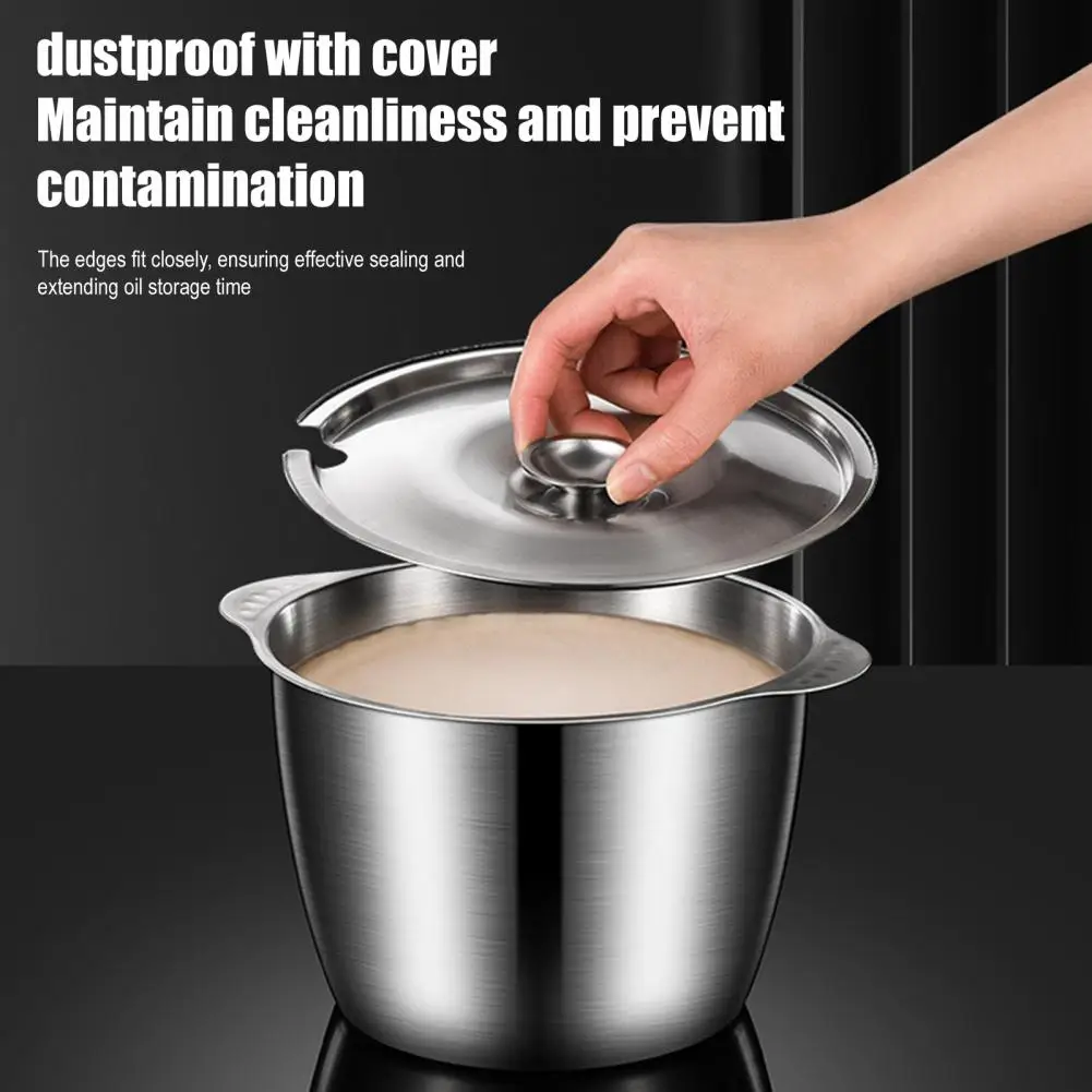 Oil Storage Container Frying Oil Storage Bottle Stainless Steel Oil Tank with Strainer Lid Rust-resistant Cooking Container Pot