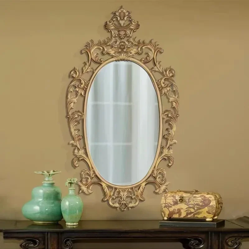 European Neoclassical Furniture Postmodern Villa Customization French Luxury Carving Decorative Mirror Entrance Mirror