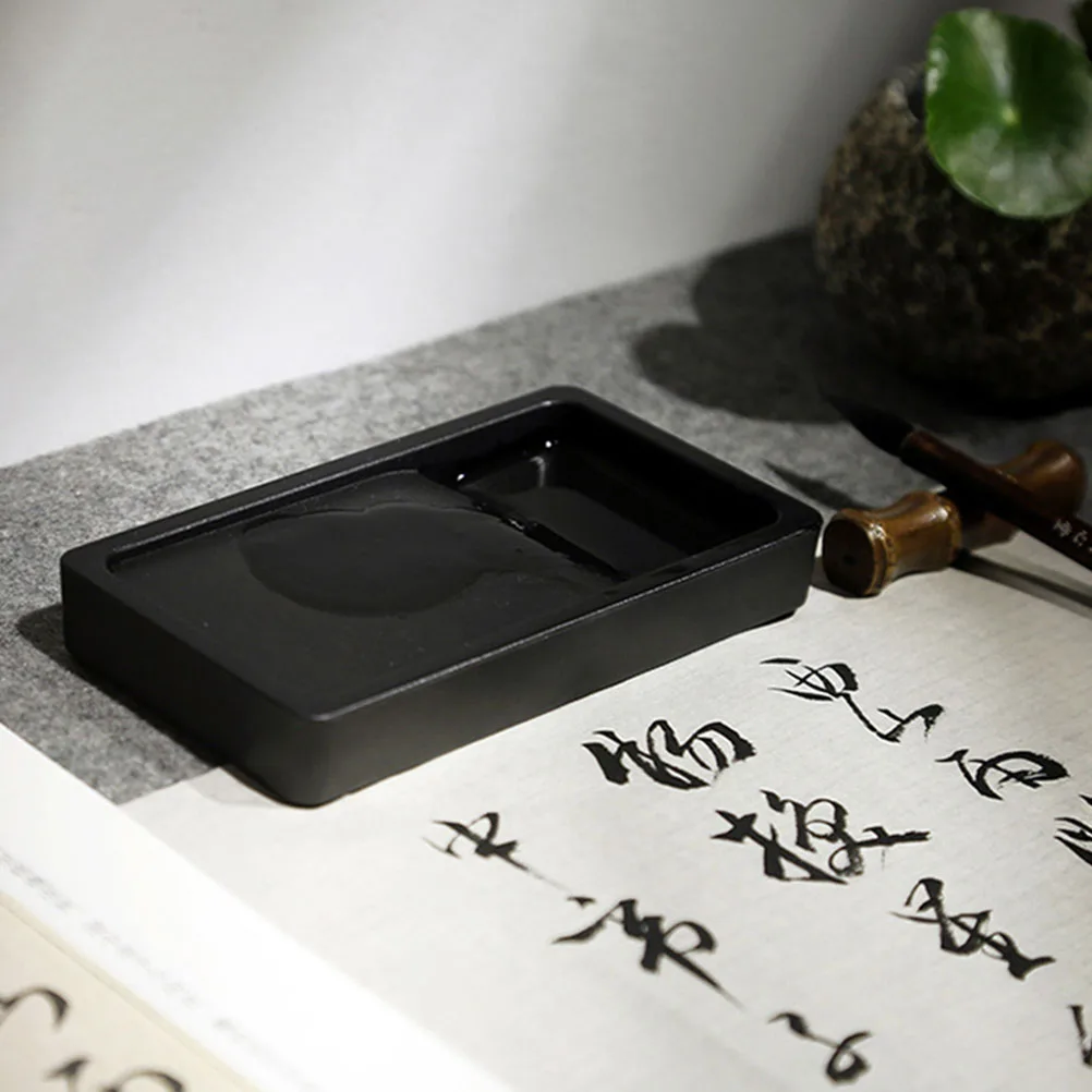 

2Pcs Two-Sided Inkstones Calligraphy Accessories Portable Lightweight Durable Students Inkslabs Students Inkstones