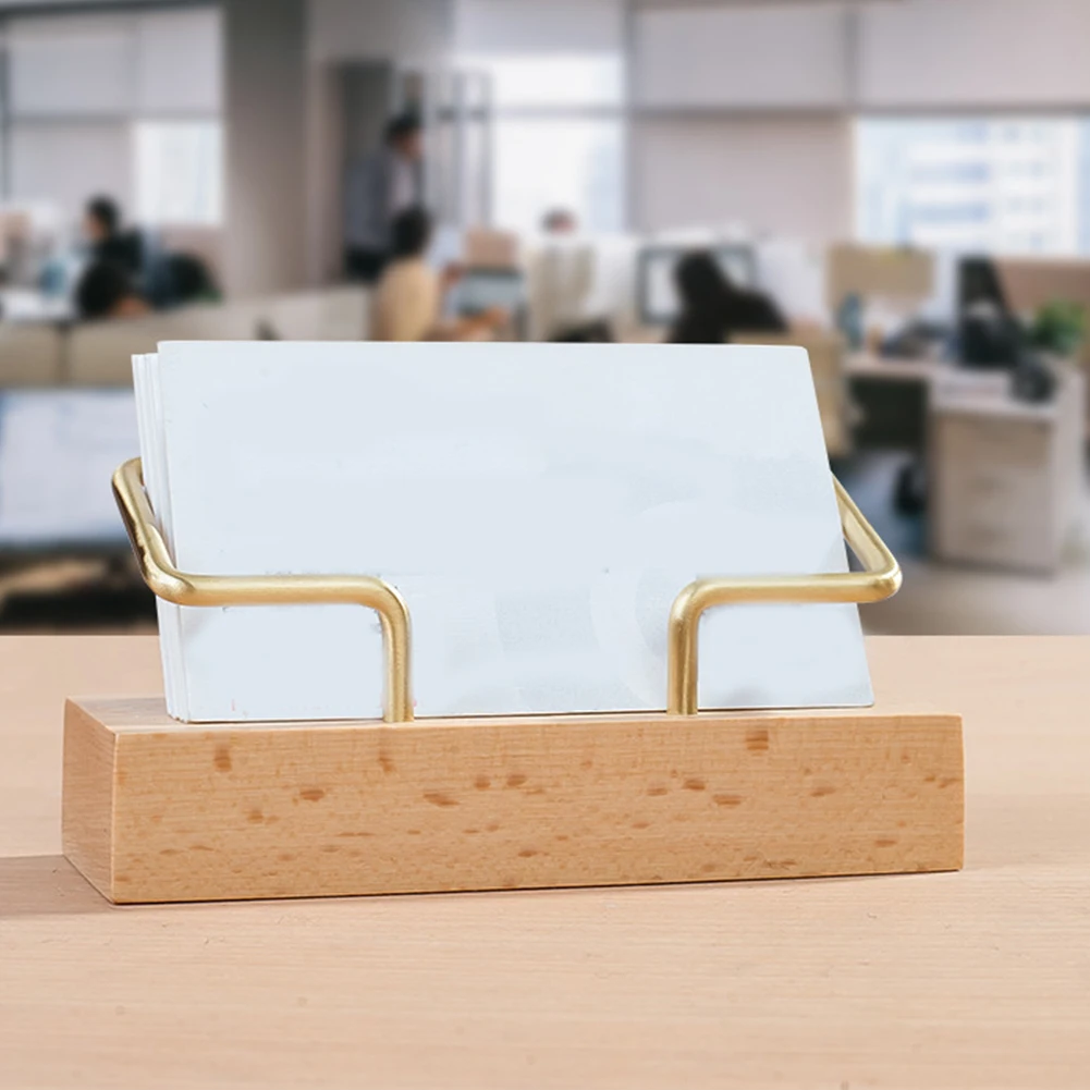 휴대용 노트 박스 범용 비즈니스 카드홀더, 책상 사무실 장식, 빈티지 솔리드 우드 금속, 남녀공용 실용적인 디스플레이