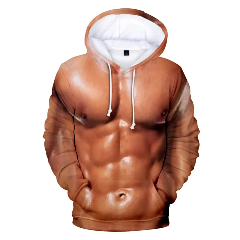 Fashion Fake Muscle 3D Print Hoodies Men's Women Hip Hop Streetwear Sweatshirts Pullovers Harajuku Tracksuits Tops Kids Clothing