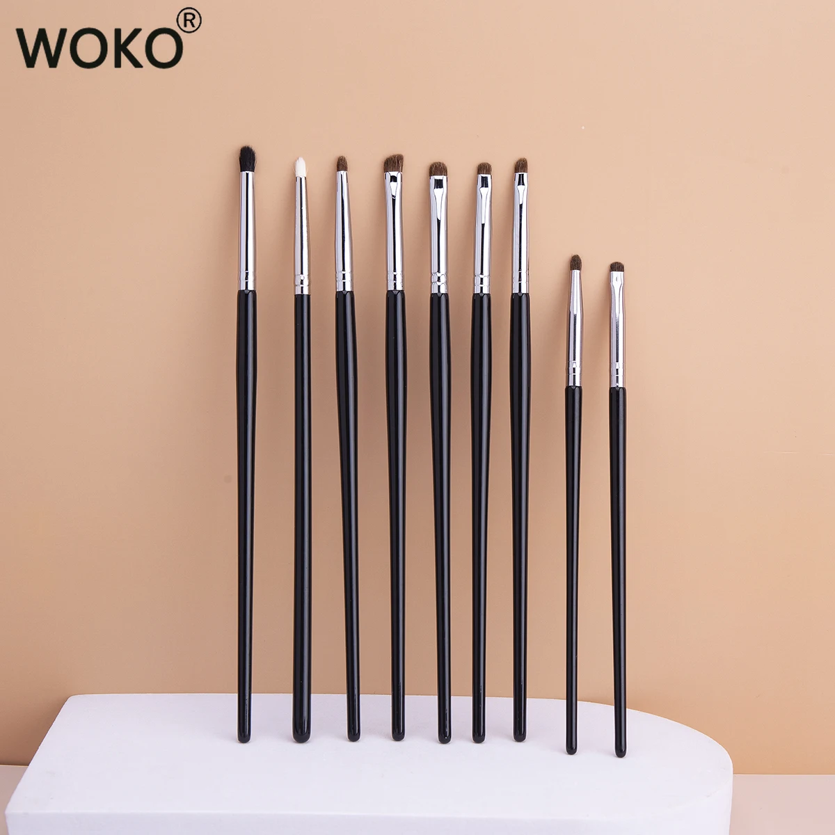 9pcs Eyeliner Smudge Brush Precision Smudge Makeup Brush set Horse Hair Eyeshadow Smudge Brush Small Smoky Liner Makeup Brushes