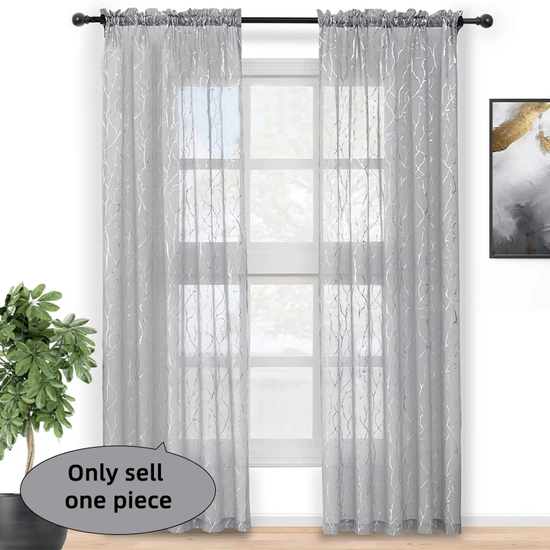 1pc Ast silberne Gardinen für Wohnzimmer Schlafzimmer Wohnkultur