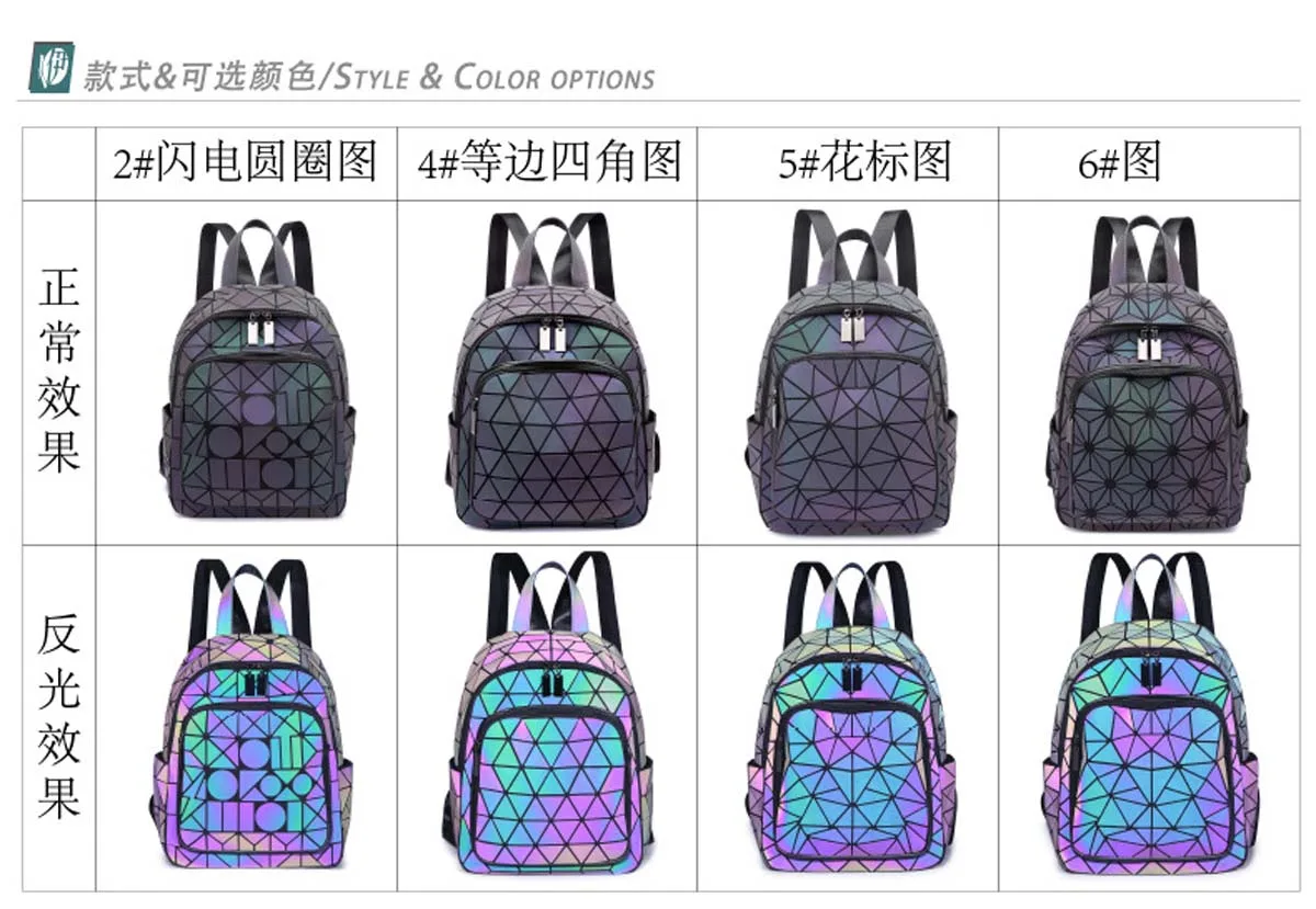 2024 new backpack night reflective backpack for women Lightweight large capacity backpack fashion diamond backpack for women